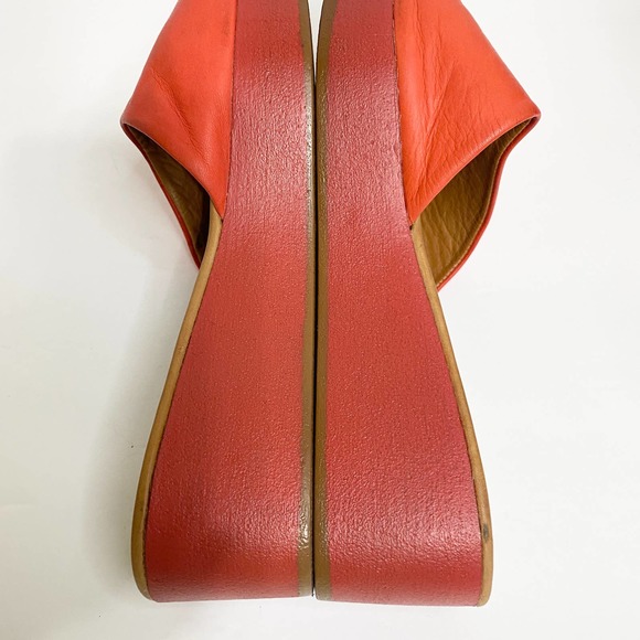 Bonavi Orange-Red Leather Platform Slides Size EU 40 - Picture 8 of 14